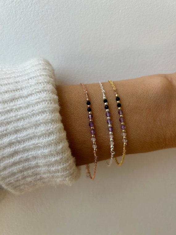 Empath protection bracelet. Aura shield. Black tourmaline, rose quartz and amethyst.  Block negativity. Gold filled/sterling silver
