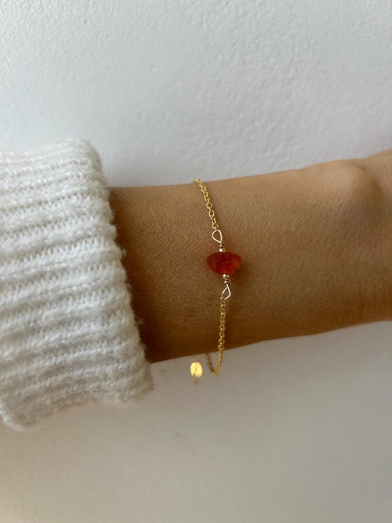 Raw carnelian nugget bracelet.  Carnelian crystal bracelet.  Orange gemstone.  Gold filled, rose gold filled, sterling silver chain.
