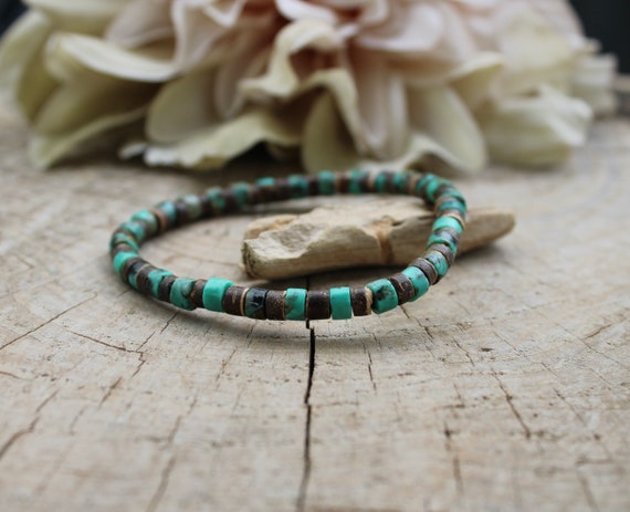 Brawny Mens Inlay Turquoise Bracelet