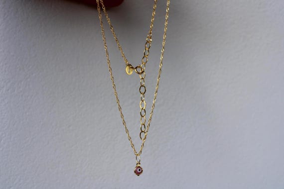 Evil eye necklace. Gold vermeil evil eye necklace. Tiny evil eye necklace. Greek mati .