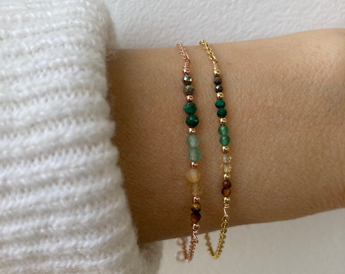 Bracelet for abundance. Tiger's Eye, Citrine, Aventurine, Pyrite, malachite. Gemstone bracelet.