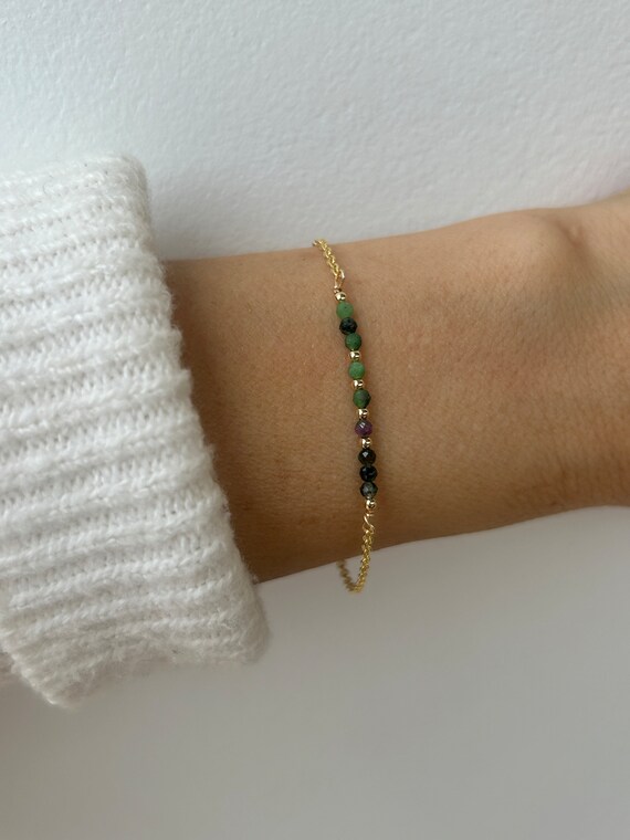 Ruby in zoisite bracelet.  Gold filled ruby in zoisite bracelet. July birthstone bracelet. Gold filled/Rose gold/sterling silver