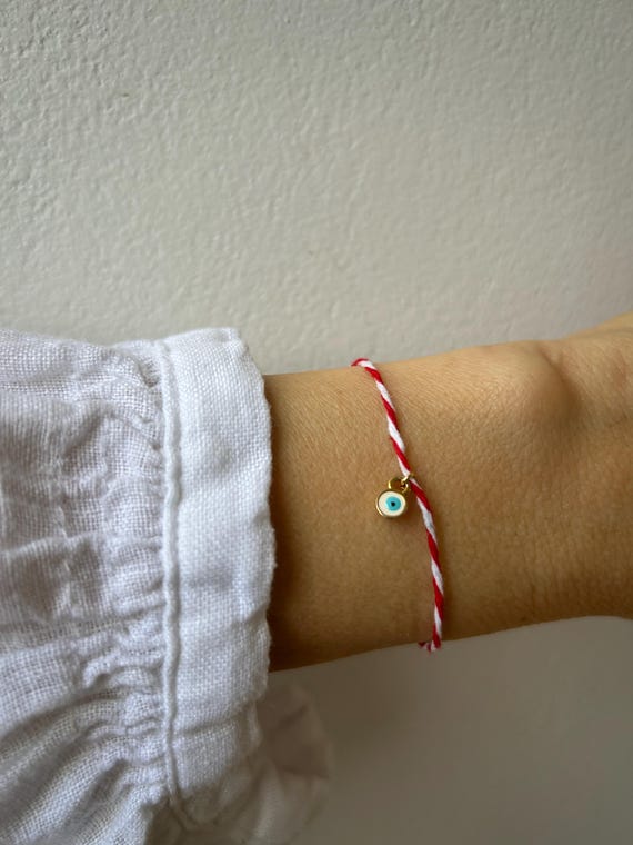 March bracelet. Greek March  cord bracelet. Martis bracelet. Evil eye bracelet . Adjustable evil eye string bracelet.