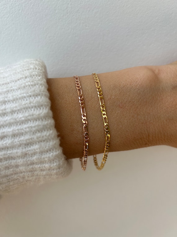 Minimalist bracelet. Dainty Figaro chain bracelet. Gold filled/rose gold filled figaro bracelet.  Dainty chain bracelet.