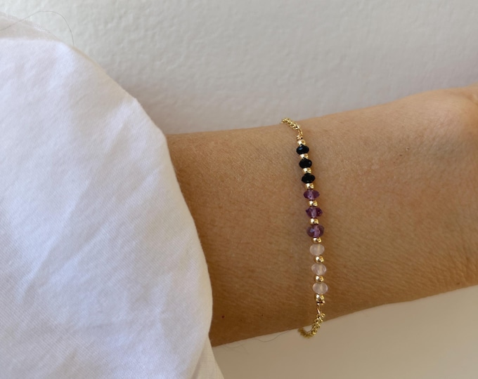 Empath Protection Bracelet, Black Tourmaline, Rose Quartz, Amethyst, Sterling Silver/Gold Filled, stainless steel