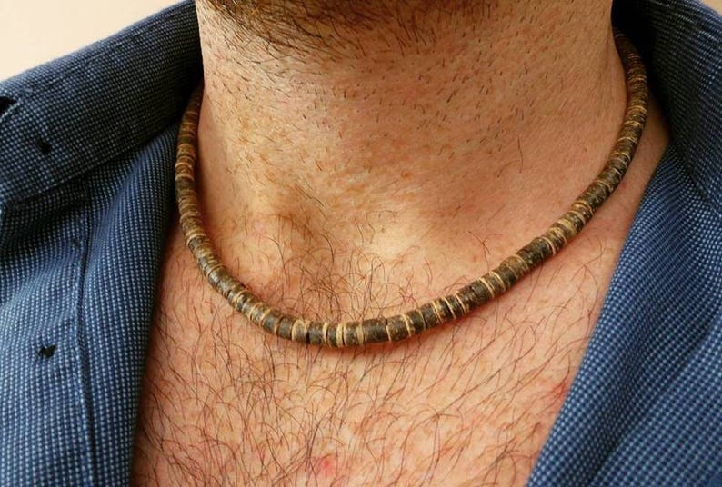 Mens beaded necklace. Mens necklace. Surfer style necklace. | Etsy