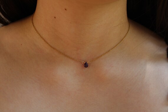 Amethyst  necklace. Amethyst teardrop necklace. February birthstone. Amethyst choker. February birthstone.