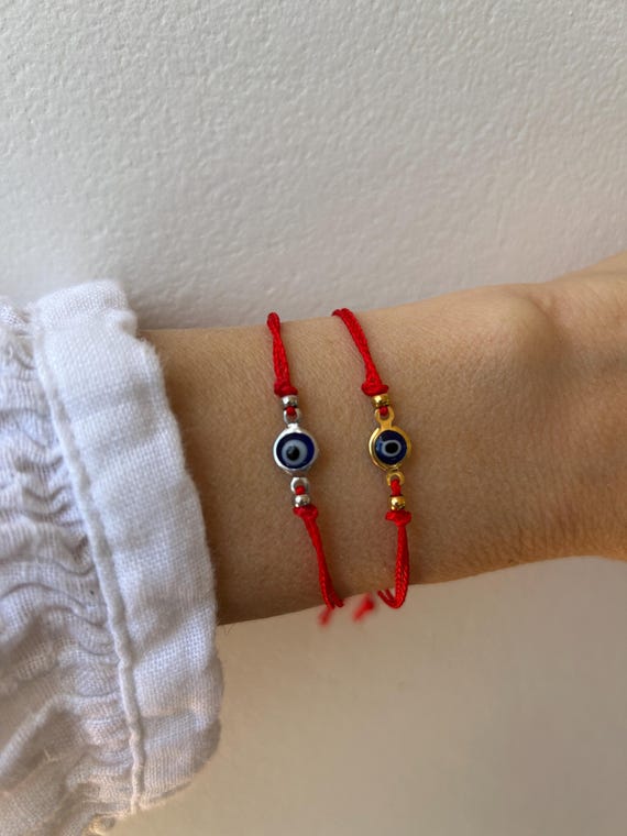 Mens evil eye cord bracelet. Unisex evil eye string bracelet. Protection bracelet. Adjustable bracelet.