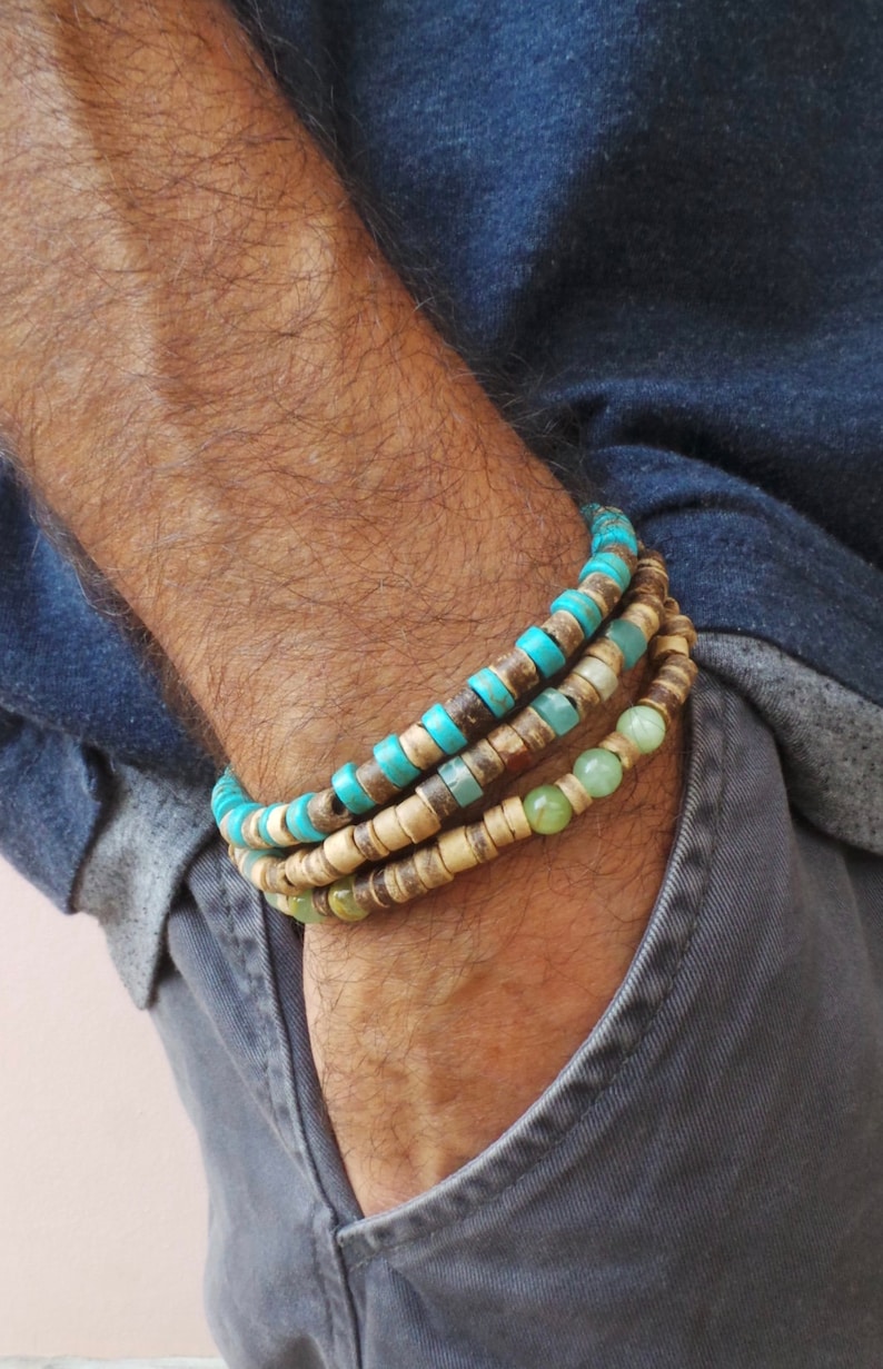 Mens Bracelet Set.mens Beaded Bracelet. Surfer Style Etsy Australia