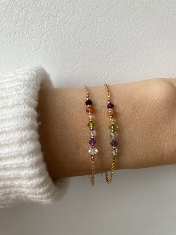 7 chakra bracelet. Real stone 7 chakra. Dainty 7 chakra bracelet. Alternative 7 chakra gemstones. Gold filled/sterling silver