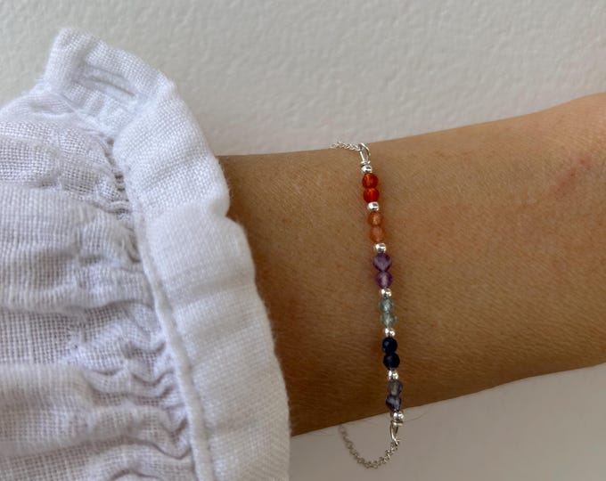 Crystal Healing Weight Loss Aid bracelet. Iolite, Blue Apatite Gemstone Bracelet