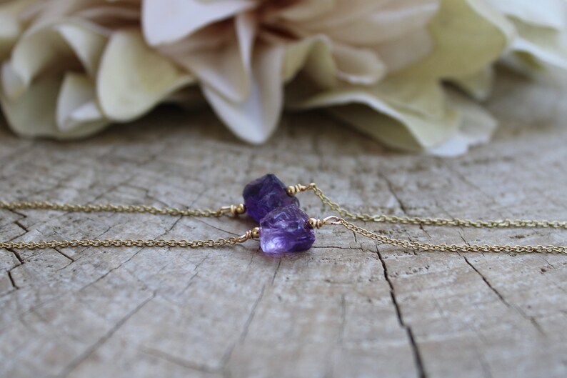 Dainty amethyst bracelet. Raw amethyst nugget bracelet. February birthstone. Amethyst chain bracelet. image 6