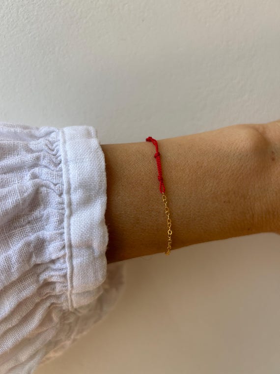 Red string bracelet. Red string of fate bracelet. Red string silk bracelet. Gold filled/sterling silver red string bracelet.