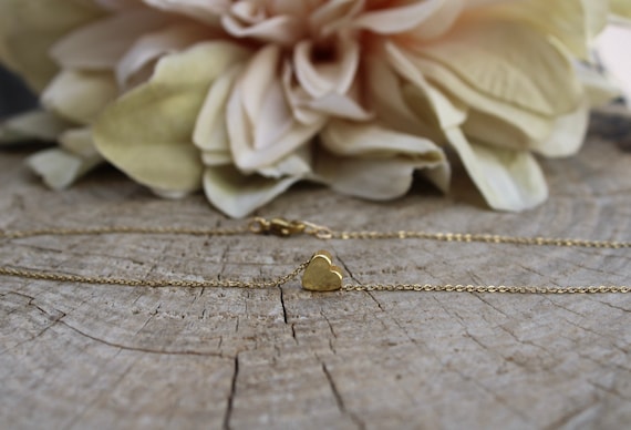 Tiny heart necklace. . Gold chain necklace with heart charm. Layering necklace. Everyday necklace. Stainless steel.