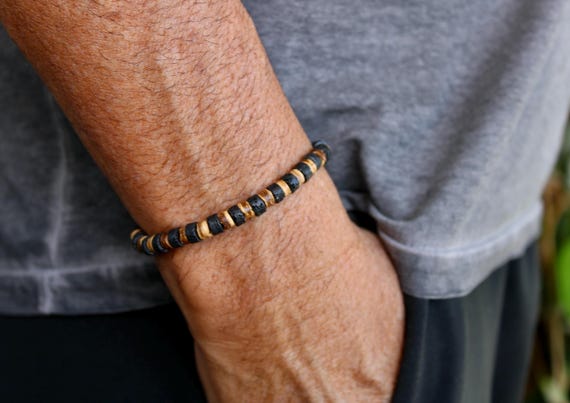 Mens lava rock bracelet. Beaded lava rock bracelet. Bracelet for grounding and protection.  6mm beads