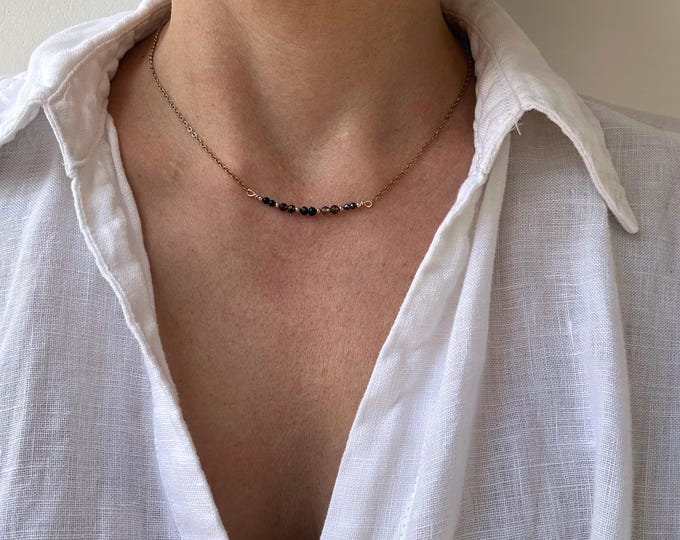 Gemstone Protection necklace, Black tourmaline,  Onyx, Gold Sheen Obsidian, hematite, smoky quartz