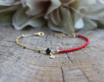 Black Tourmaline Red String Bracelet. Empath protection.