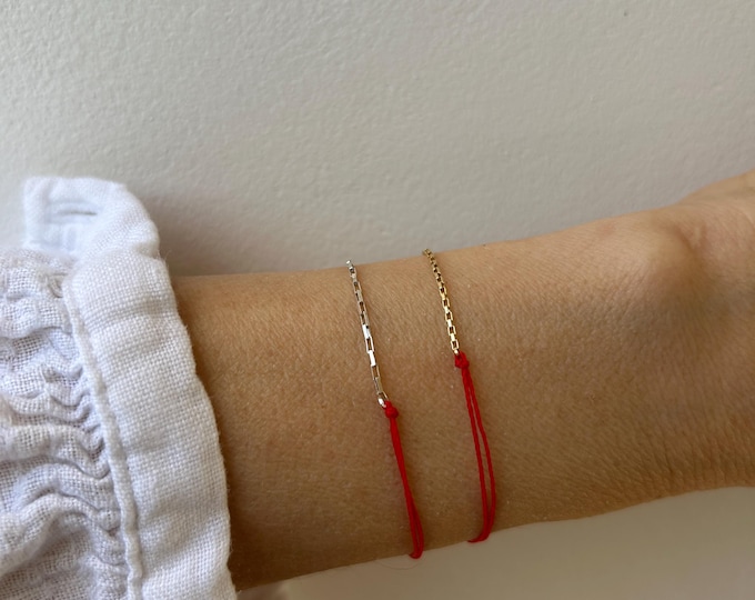Red String of Fate Bracelet: Gold Filled or Sterling Silver Protection Cord