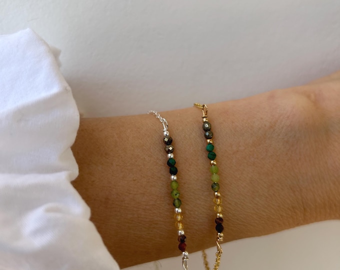 Abundance Prosperity Bracelet, Tiger's Eye, Citrine, Jade, Malachite, Pyrite