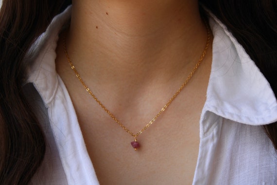 Pink tourmaline necklace. Raw pink tourmaline necklace. October birthstone. Emotional healing necklace. Gold filled, sterling silver