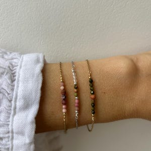 Fertility support bracelet. Rhodonite, rose quartz, unakite  bracelet. Emotional healing/ Self love. Gold, silver, rose gold chain
