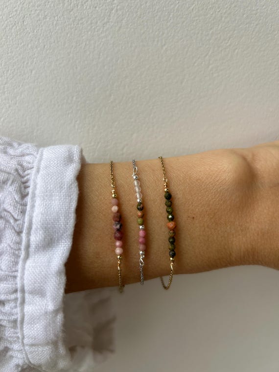Fertility support bracelet. Rhodonite, rose quartz, unakite  bracelet. Emotional healing/ Self love. Gold, silver, rose gold chain