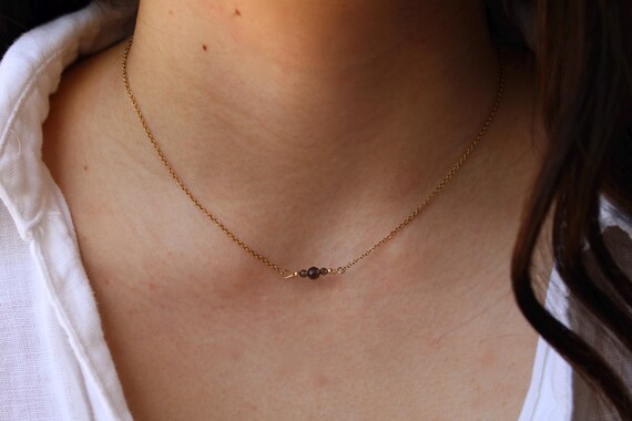 Smoky quartz  necklace. Dainty smoky quartz choker . Gold/silver/rose gold chain.  Adjustable gemstone necklace.