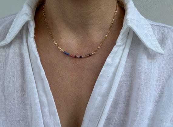 Menopause support necklace. Gemstone menopause support necklace. Sodalite, rhodonite, lepidolite and moonstone.