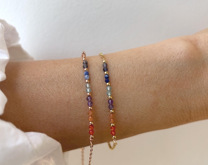 Crystal Healing Weight Loss Aid bracelet. Iolite, Blue Apatite Gemstone Bracelet
