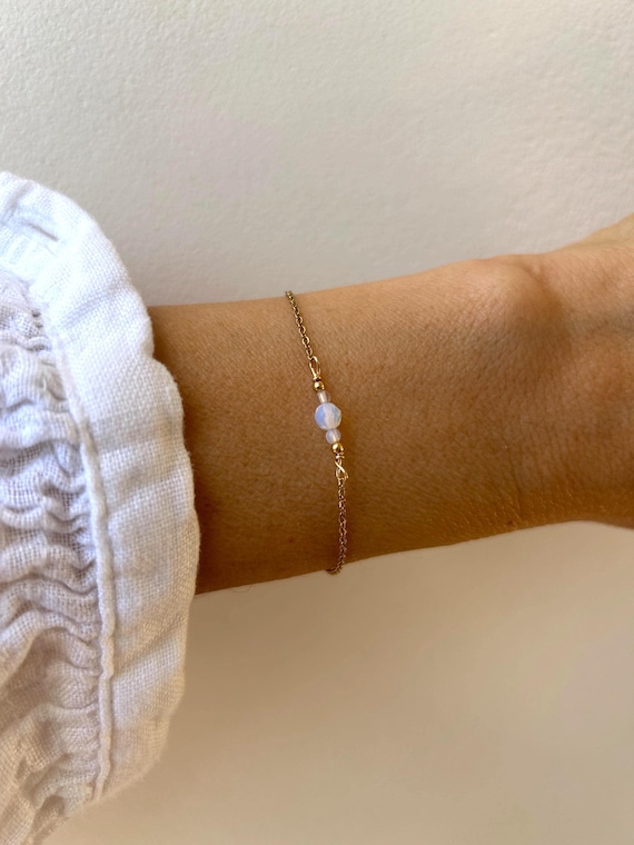 Opalite bracelet.  Sea opal bracelet. Emotional healing. Gold, rose gold, silver chain.