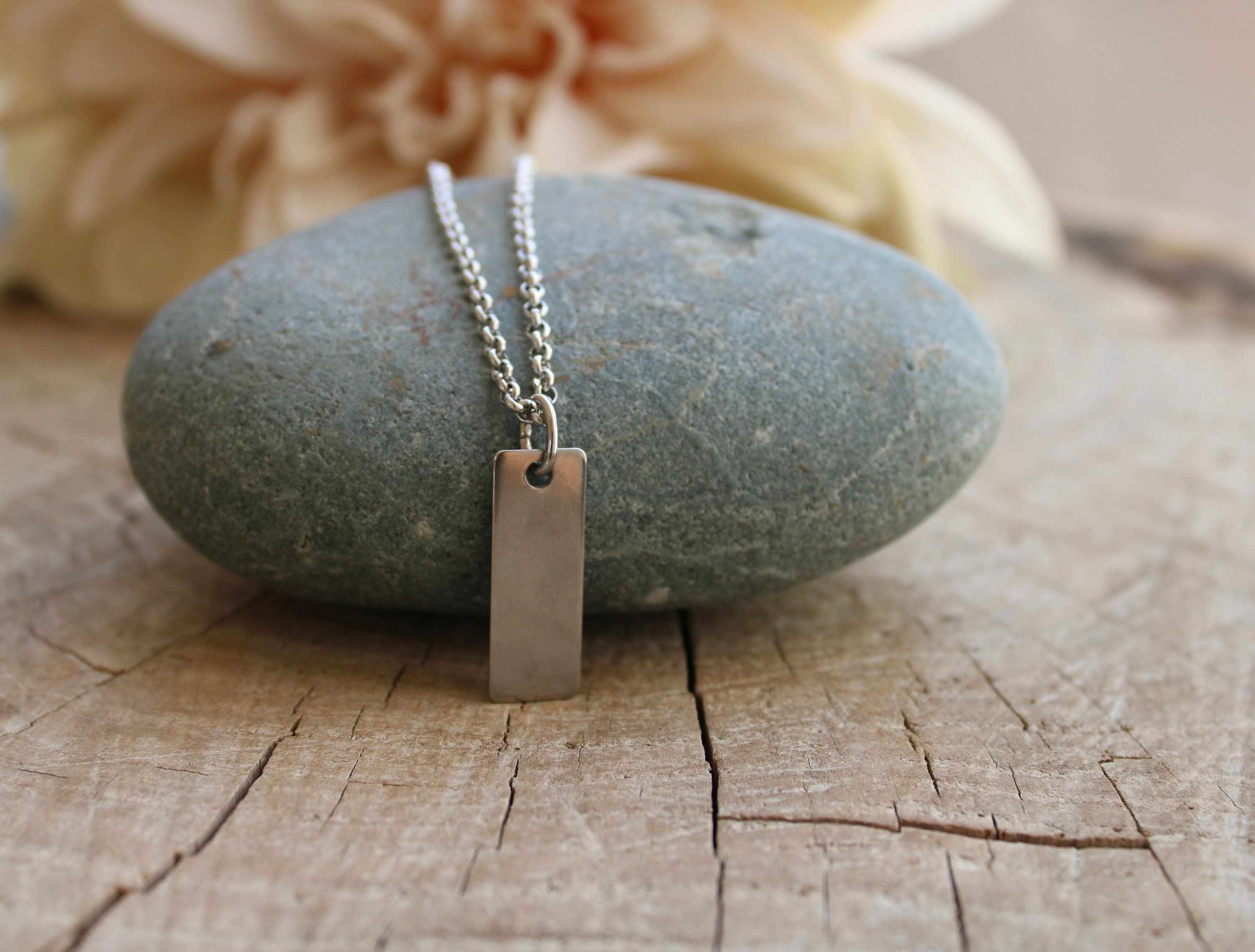 Mens bar necklace. necklace. Mens stainless steel necklace. Mens bar pendant necklace.