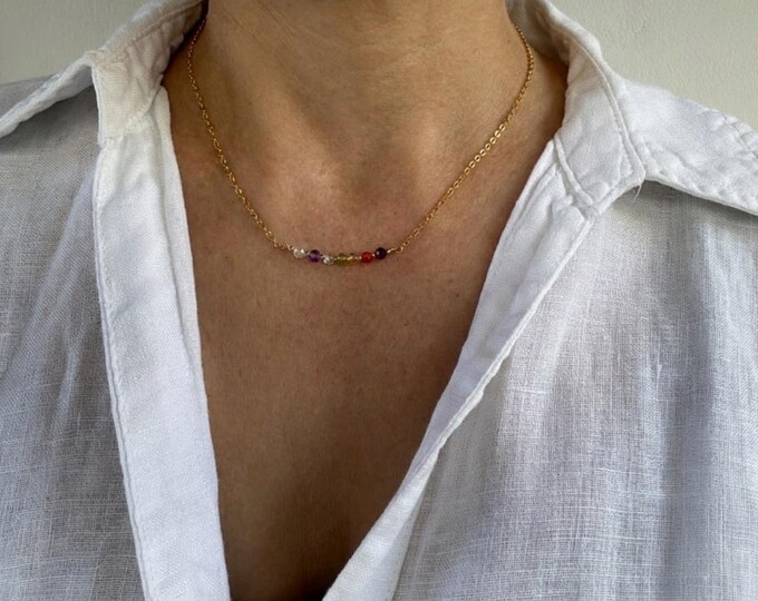 7 chakra necklace. Real stone 7 chakra. Dainty chakra necklace . Crystal healing necklace. Gold filled/sterling silver