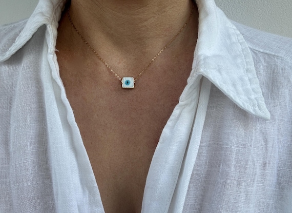 Evil eye necklace. Evil eye choker. Stainless steel chain .Protection jewelry.