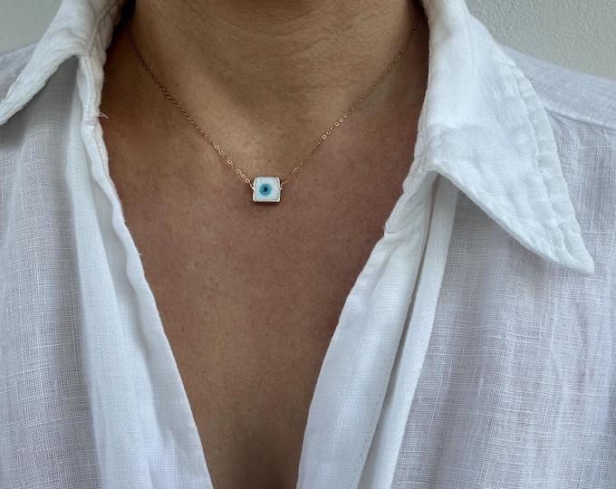 Evil eye necklace. Evil eye choker. Stainless steel chain .Protection jewelry.