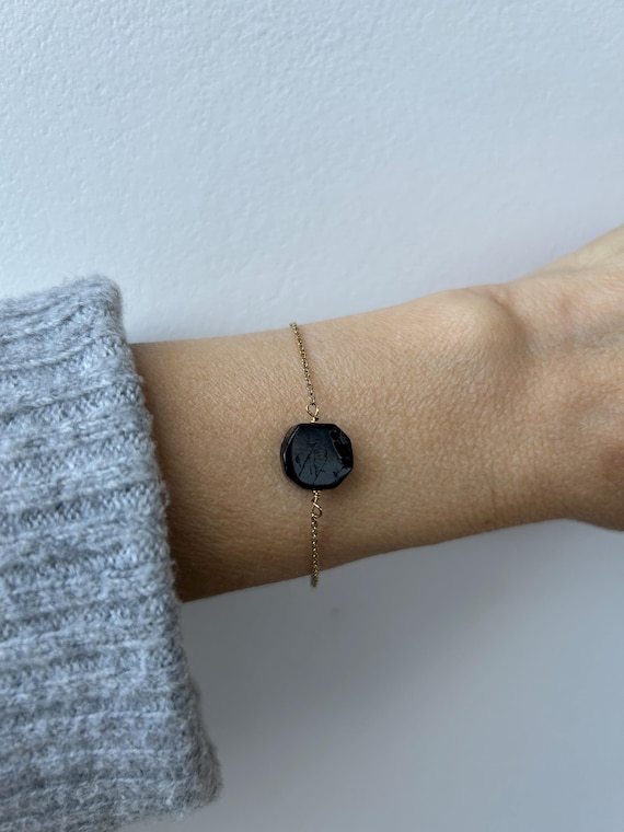 Black Tourmaline Bracelet. Empath protection Stainless Steel Chain