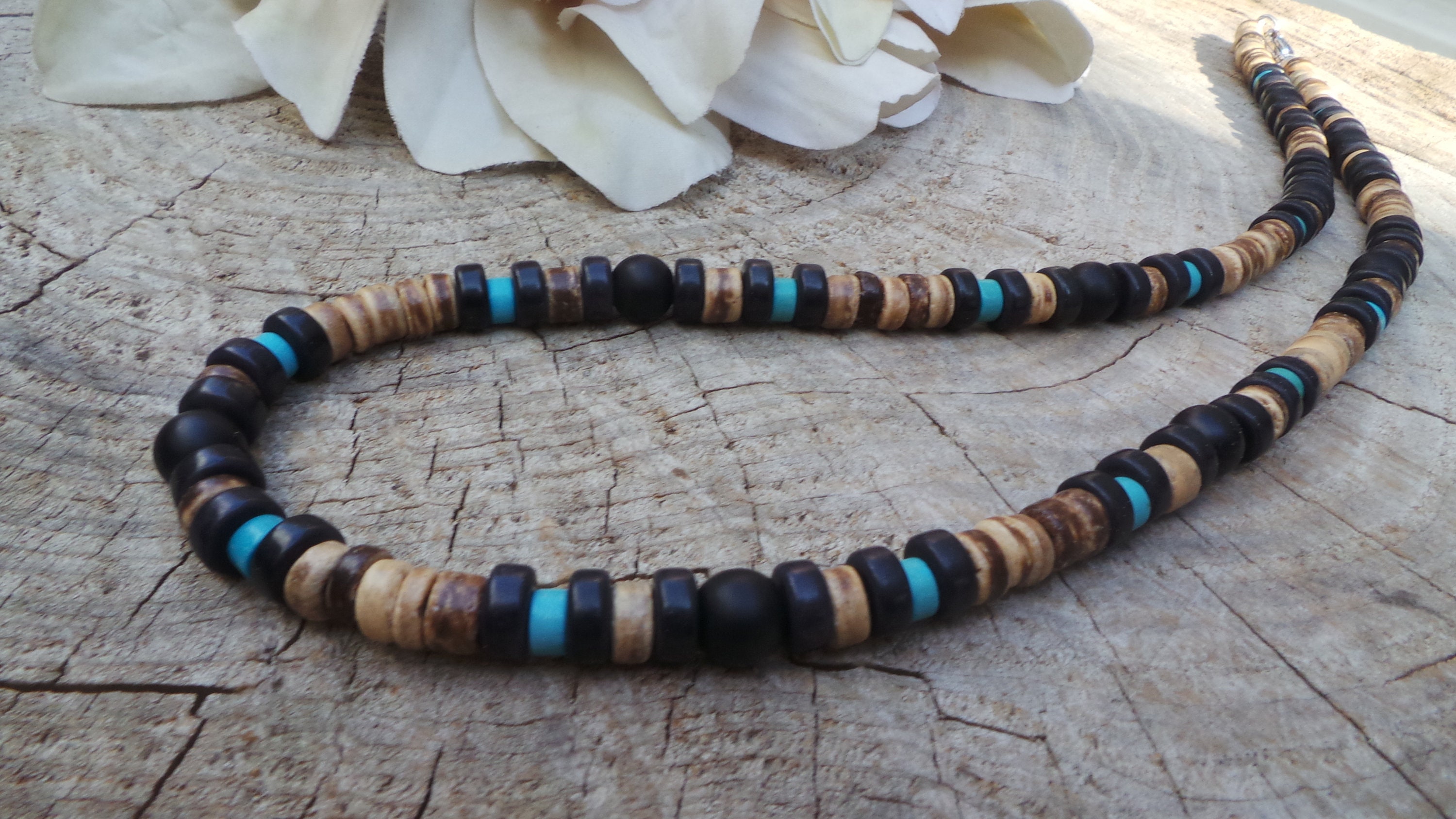 mens turquoise bead necklace