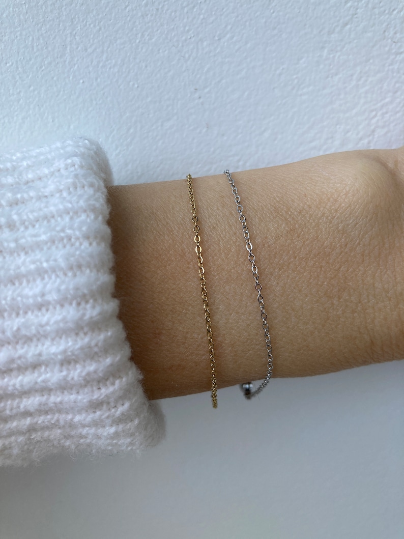 Minimalist bracelet. Dainty chain bracelet. Gold/silver chain bracelet. Thin chain bracelet. Skinny bracelet. Layering bracelet. image 5