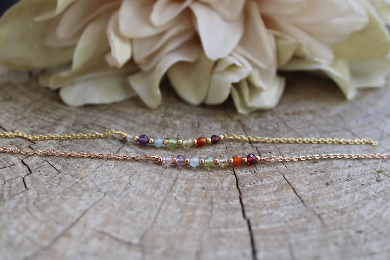 7 chakra bracelet. Real stone 7 chakra. Dainty chakra bracelet . Crystal healing bracelet. Gold filled/rose gold, sterling silver image 8