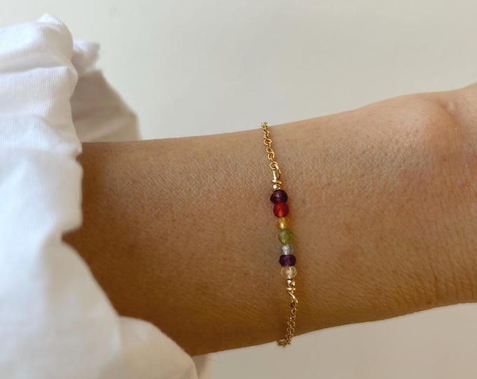 7 Chakra Gemstone Bracelet, Real Stones, Healing Crystal Jewelry