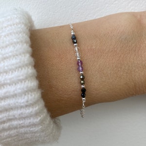 Empath protection bracelet. Block negative energy. Black tourmaline, clear quartz, amethyst, pyrite and hematite. Gold filled, sterling Sterling silver