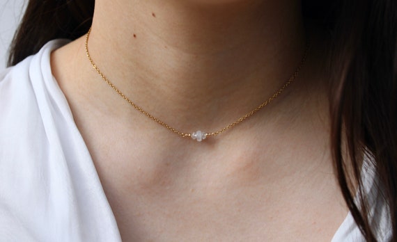 Dainty moonstone necklace.  Moonstone choker. Gold/silver/rose gold. June birthstone . Healing necklace.