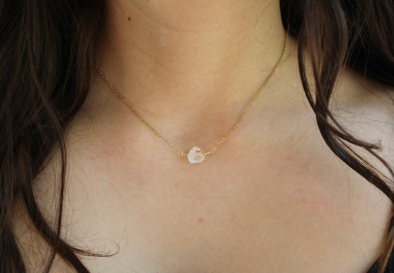 Clear quartz necklace. Raw clear quartz choker. Clear quartz nugget. April birthstone. Healing/block negativity