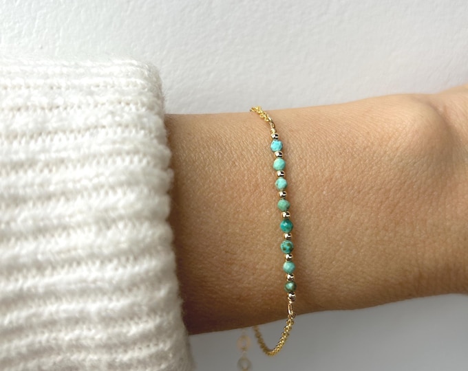 Genuine turquoise bracelet. Beaded  bracelet. Something blue. December birthstone.