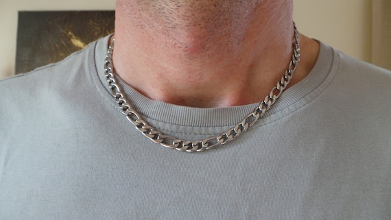 Figaro chain necklace for men.Mens  Stainless steel chain necklace. Waterproof.