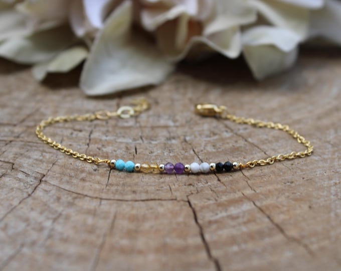 Empath Protection Bracelet, Black Tourmaline, Howlite, Amethyst, Citrine, Turquoise, Gold Filled/Sterling Silver, stainless steel