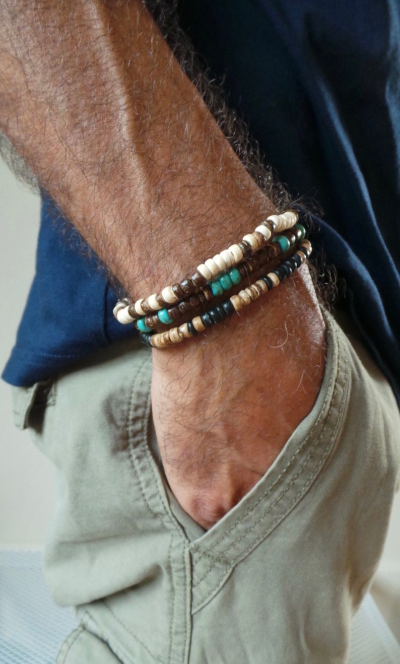 Mens bracelet set. Mens beaded bracelet. Bracelet stack. Etsy