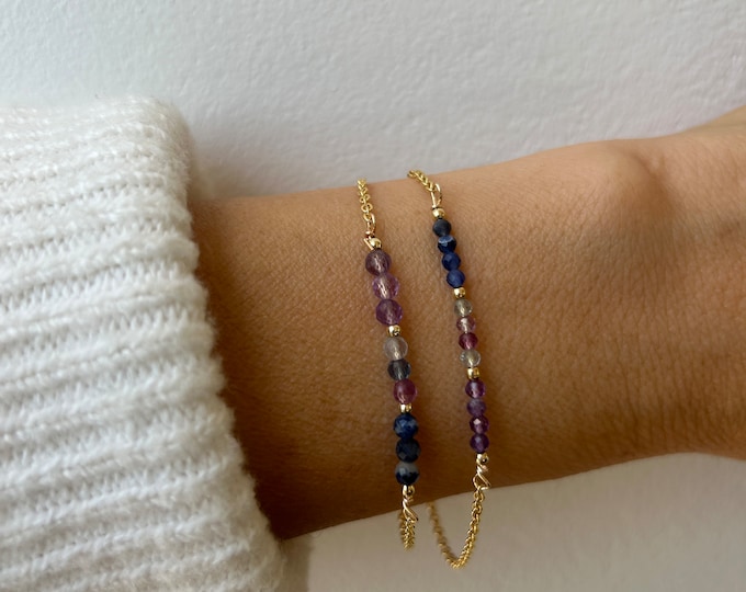 Sodalite, fluorite and amethyst bracelet. Aura protection bracelet. Block negative energy.  Gold filled/sterling silver