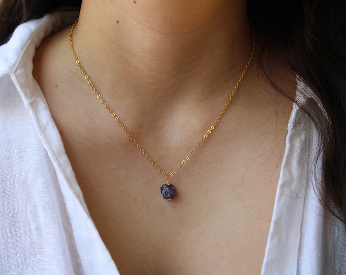 Raw Amethyst Necklace: Gold Filled Sterling Silver February Birthstone