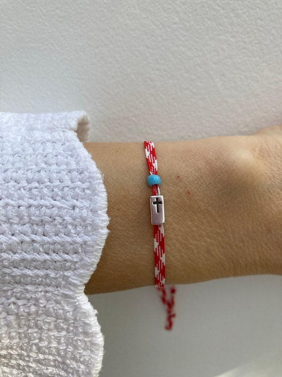 Unisex March bracelet. Greek March bracelet. Martis bracelet. Sideways cross bracelet . Mens march bracelet.
