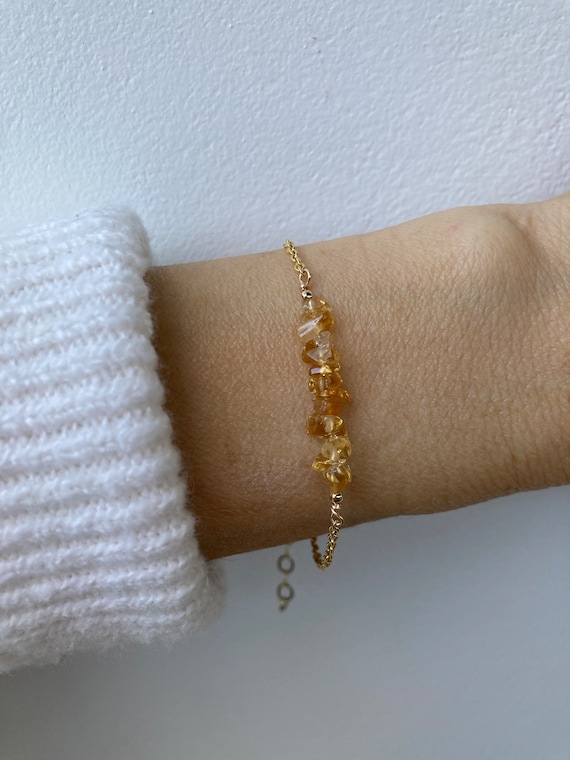 Citrine bar bracelet.  November birthstone. Positivity, optimism, abundance. Gold filled/sterling silver